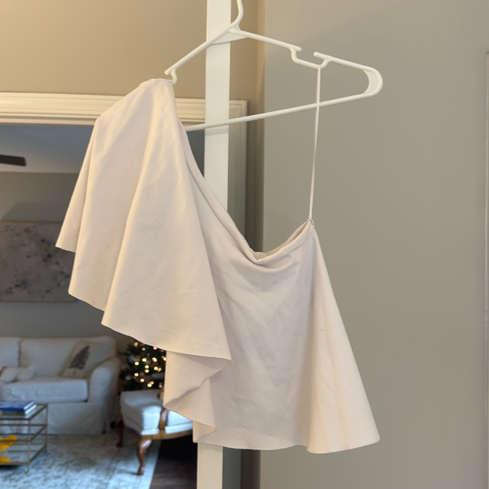 White Susana Monaco one shoulder top size medium